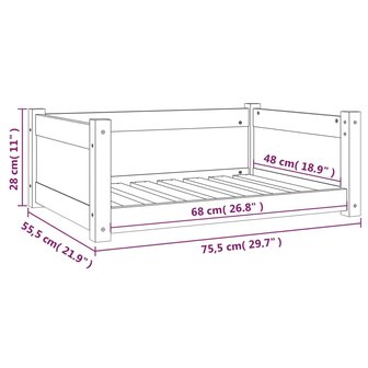 Hondenmand 75,5x55,5x28 cm massief grenenhout 8