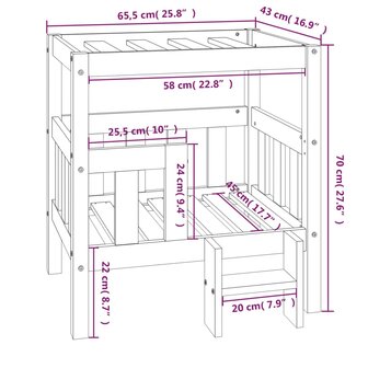 Hondenmand 65,5x43x70 cm massief grenenhout wit 8