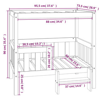 Hondenmand 95,5x73,5x90 cm massief grenenhout grijs 8