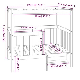 Hondenmand 105,5x83,5x100 cm massief grenenhout 8