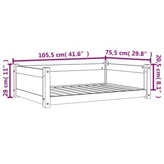 Hondenmand 105,5x75,5x28 cm massief grenenhout wasbruin 10