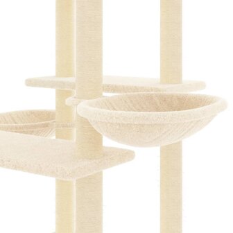 Kattenmeubel met sisal krabpalen 133 cm cr&egrave;mekleurig 6