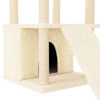 Kattenmeubel met sisal krabpalen 133 cm cr&egrave;mekleurig 7