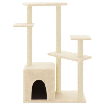 Kattenmeubel met sisal krabpalen 107,5 cm cr&egrave;mekleurig 3