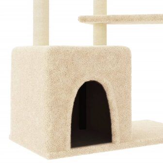 Kattenmeubel met sisal krabpalen 107,5 cm cr&egrave;mekleurig 6