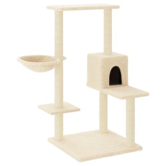 Kattenmeubel met sisal krabpalen 95 cm cr&egrave;mekleurig 2