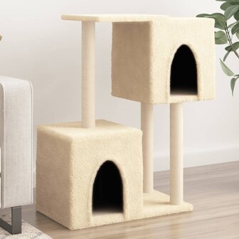 Kattenmeubel met sisal krabpalen 86 cm cr&egrave;mekleurig 1