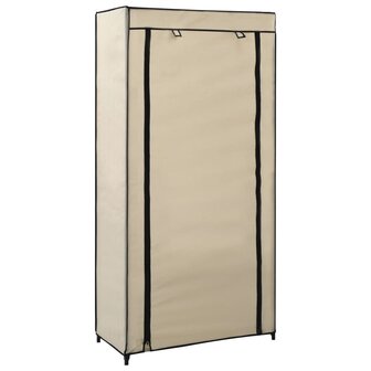 Schoenenkast met hoes 58x28x106 cm stof cr&egrave;me 1