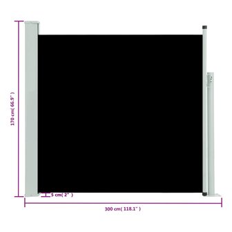 Tuinscherm uittrekbaar 170x300 cm zwart 8