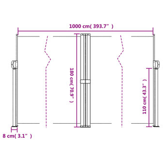 Windscherm uittrekbaar 180x1000 cm antracietkleurig 10