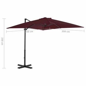 Zweefparasol met aluminium paal 250x250 cm bordeauxrood 8