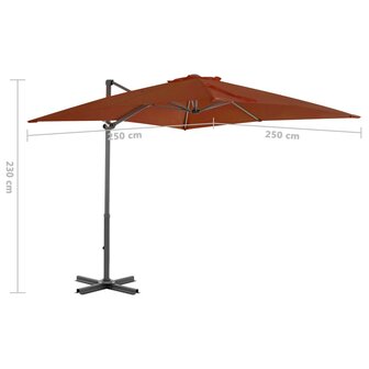 Zweefparasol met aluminium paal 250x250 cm terracottakleurig 8