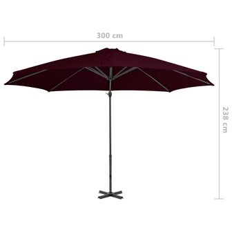 Zweefparasol met aluminium paal 300 cm rood 8