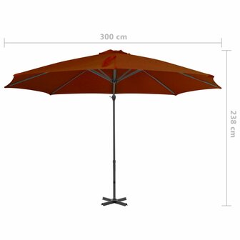 Zweefparasol met aluminium paal 300 cm terracottakleurig 8