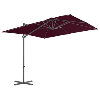 Zweefparasol met stalen paal 250x250 cm bordeauxrood 2