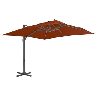 Zweefparasol met aluminium paal 300x300 cm terracottakleurig 1