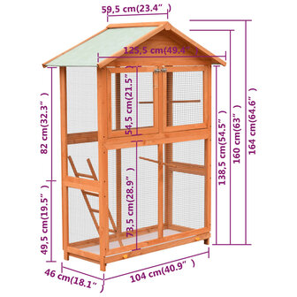 Vogelkooi 125,5x59,5x164 cm massief grenen- en vurenhout 9