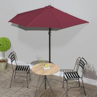 Balkonparasol half aluminium paal 270x144x222 cm bordeauxrood 1