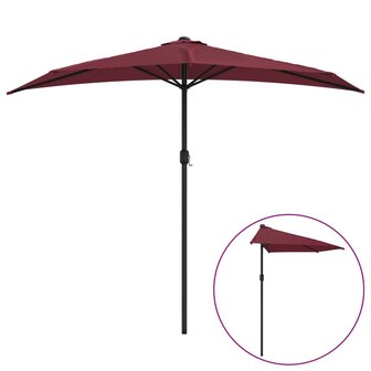 Balkonparasol half aluminium paal 270x144x222 cm bordeauxrood 2