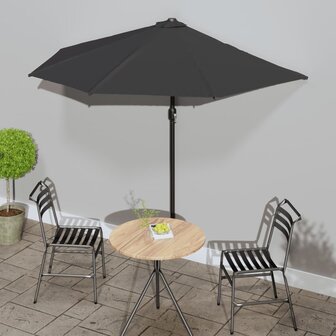 Balkonparasol half met aluminium paal 270x144x222 cm zwart 1