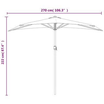 Balkonparasol half met aluminium paal 270x144x222 cm zwart 9