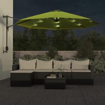 Wandparasol met LEDs 290 cm appelgroen 3