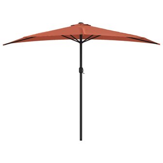 Balkonparasol half met aluminium paal 300x155x223 cm terracotta 3