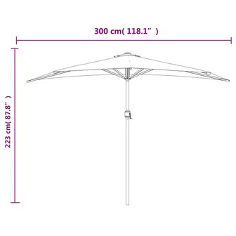 Balkonparasol half met aluminium paal 300x155x223 cm terracotta 9