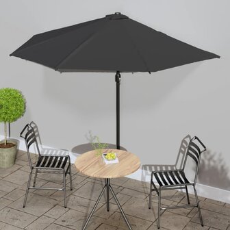 Balkonparasol half met aluminium paal 300x155x223 cm zwart 1