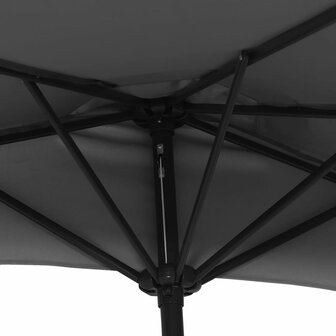 Balkonparasol half met aluminium paal 300x155x223 cm zwart 6