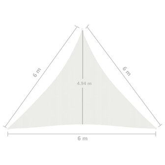 Zonnezeil 160 g/m&sup2; 6x6x6 m HDPE wit 6