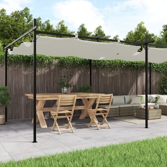 Pergola met uitschuifbaar dak 589x292x230 cr&egrave;mekleurig 1