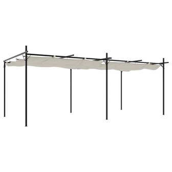 Pergola met uitschuifbaar dak 589x292x230 cr&egrave;mekleurig 2