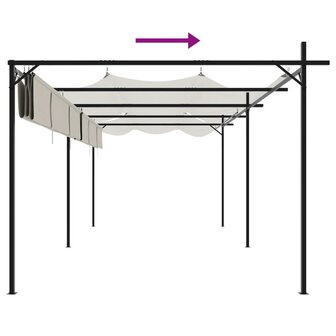 Pergola met uitschuifbaar dak 589x292x230 cr&egrave;mekleurig 6