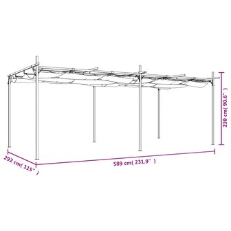 Pergola met uitschuifbaar dak 589x292x230 cr&egrave;mekleurig 8