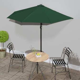 Balkonparasol half met aluminium paal 270x144 cm groen 1