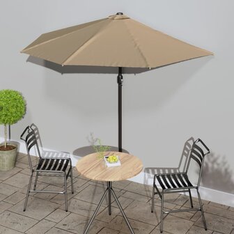 Balkonparasol half met aluminium paal 270x144 cm taupe 1