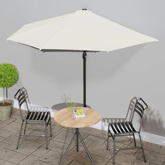 Balkonparasol half met aluminium paal 300x155 cm zandkleurig 1