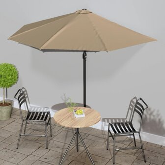 Balkonparasol half met aluminium paal 300x155 cm taupe 1