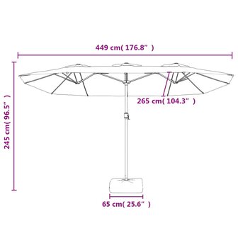 Parasol dubbel 449x245 cm terracottakleurig 8