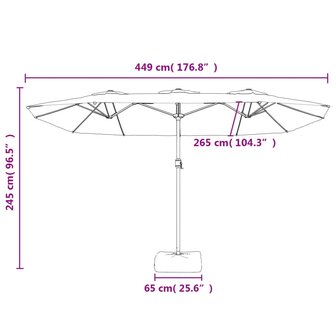 Parasol dubbel met LED 449x245 cm zandwit 10