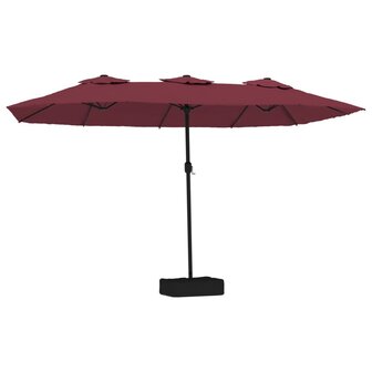 Parasol dubbel met LED 449x245 cm bordeauxrood 2