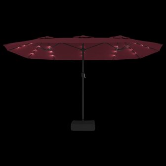 Parasol dubbel met LED 449x245 cm bordeauxrood 6