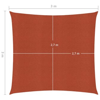 Zonnezeil 160 g/m&sup2; 3x3 m HDPE terracottakleurig 6