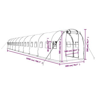 Tuinkas met stalen frame 36 m&sup2; 18x2x2 m groen 12