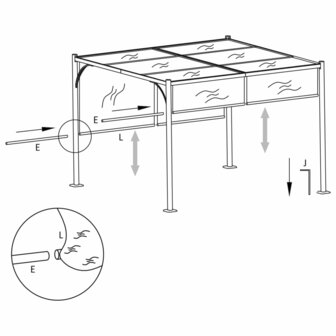 Pergola met uittrekbaar dak 180 g/m&sup2; 3x3 m taupe 6