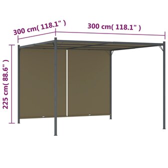 Pergola met uittrekbaar dak 180 g/m&sup2; 3x3 m taupe 7