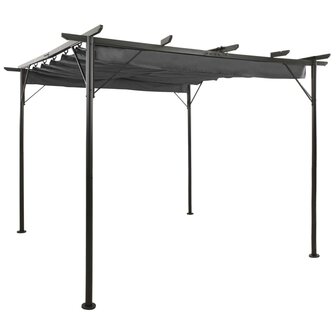 Pergola met uittrekbaar dak 180 g/m&sup2; 3x3 m staal antracietkleur 1