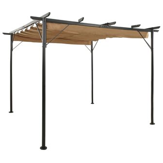 Pergola met uittrekbaar dak 180 g/m&sup2; 3x3 m staal taupe 1