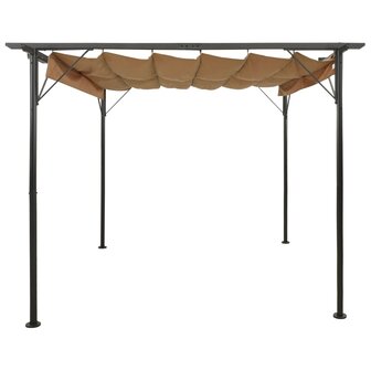 Pergola met uittrekbaar dak 180 g/m&sup2; 3x3 m staal taupe 2